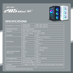 ANT ESPORTS 205 MINI 6F CABINET - WHITE