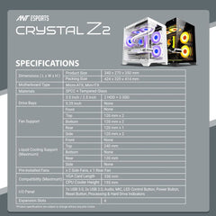 ANT ESPORTS CHASSIS CRYSTAL Z2 WHITE CABINET