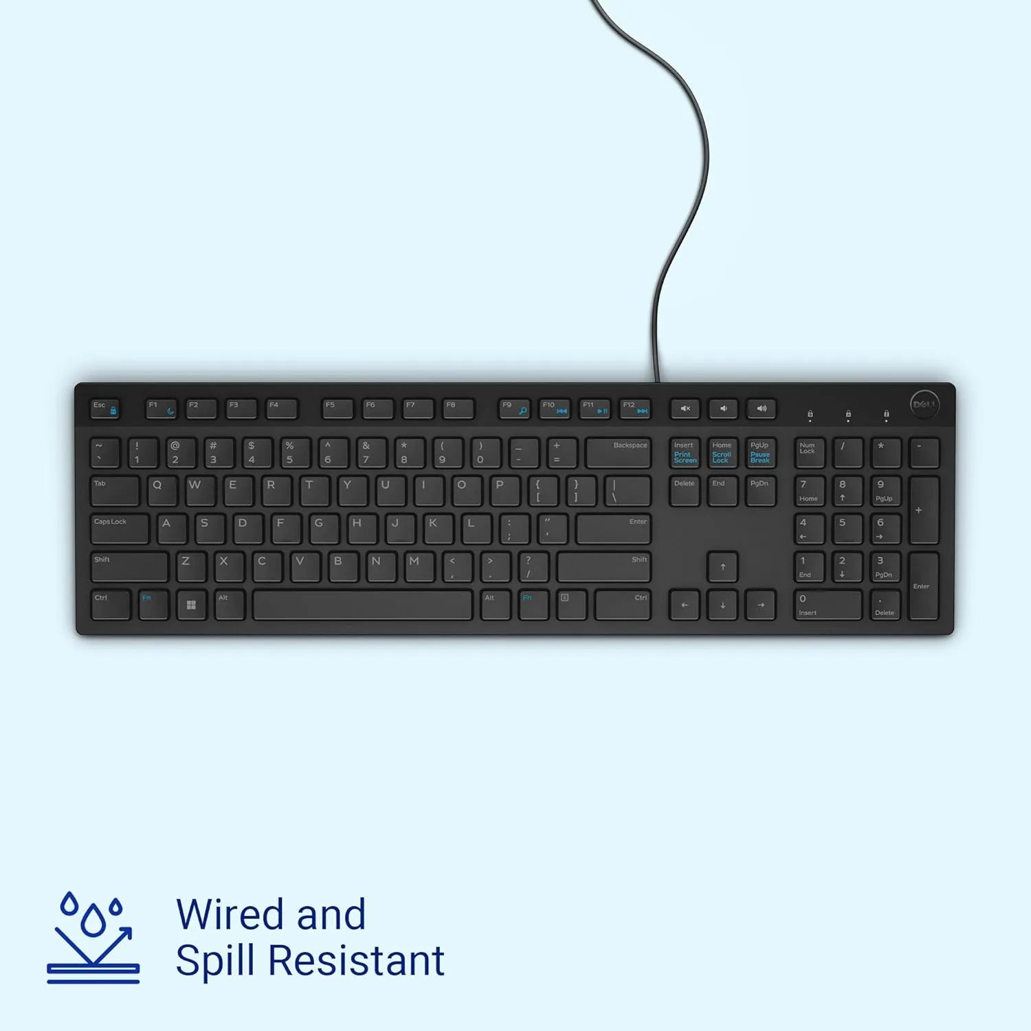Full-size keyboard with dedicated numeric keypad.